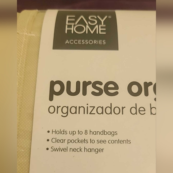 Purse organizer, holds 8 handbags with clear pockets & swivel neck hanger - Picture 4 of 4